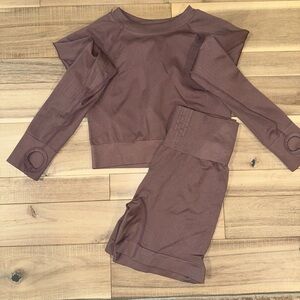 Brown Long Sleeve Crop Top
